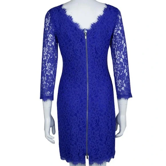 Diane Von Furstenberg DvF Zarita Cobalt Blue Lace Dress sz 6 - Picture 2 of 16